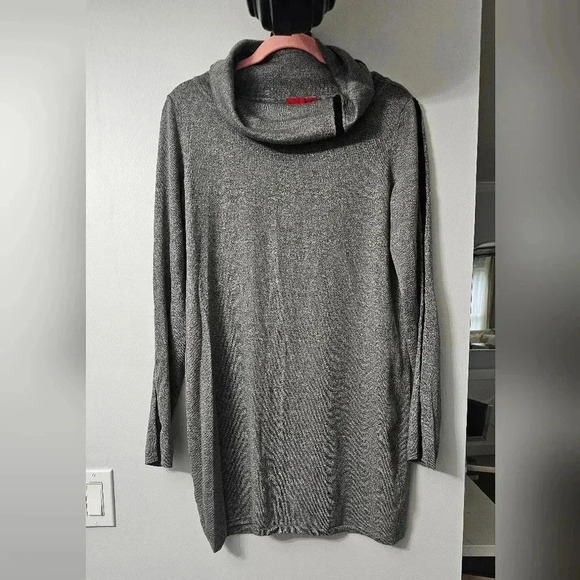 Heather Gray Knit Cowl Neck Sweaters Dress Women's Size L - Picture 1 of 7